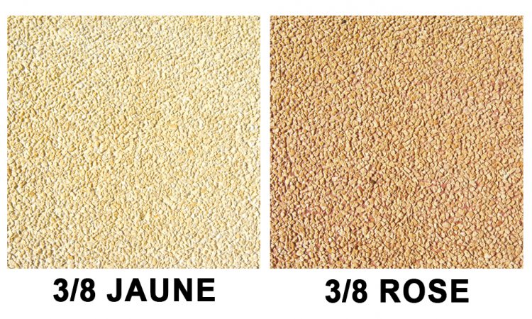 Dalles bi-couche en gravier lavé grain de riz jaune et rose